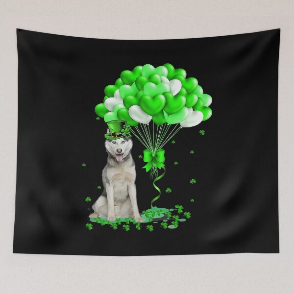 Item preview, Husky Dog With Lucky Balloon Heart St Patricks Day designed and sold by PerkinsAarav.