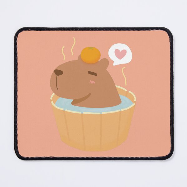Item preview, Cute Brown Capybara Chilling in an Onsen with Orange on Top of Their Head designed and sold by quinellie.