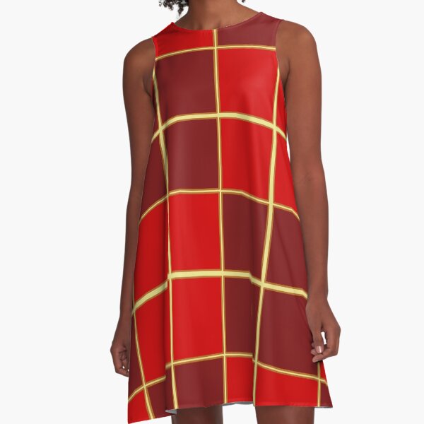 Bold reds check design A-Line Dress