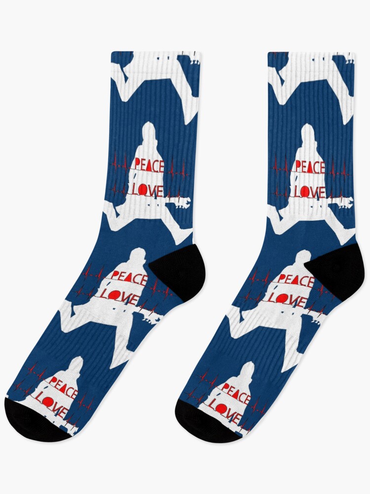 Thumbnail 1 of 5, Socks, PEACE LOVE AND ROCK AND ROLL designed and sold by DomGDesign.