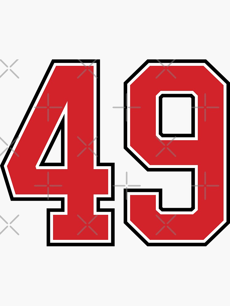 Sports Number 49, red black color lucky sport forty nine Sticker for Sale  by ArtIsParty