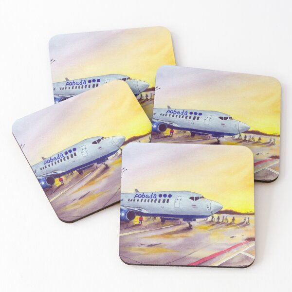 Item preview, watercolor, airplane, airport at sunset designed and sold by PUSTOTA86.