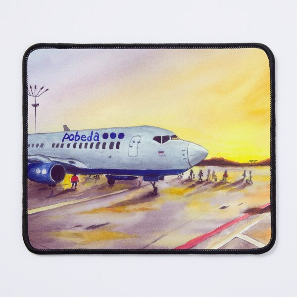 Item preview, watercolor, airplane, airport at sunset designed and sold by PUSTOTA86.