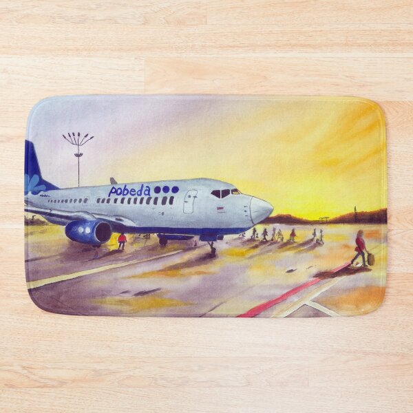 Item preview, watercolor, airplane, airport at sunset designed and sold by PUSTOTA86.