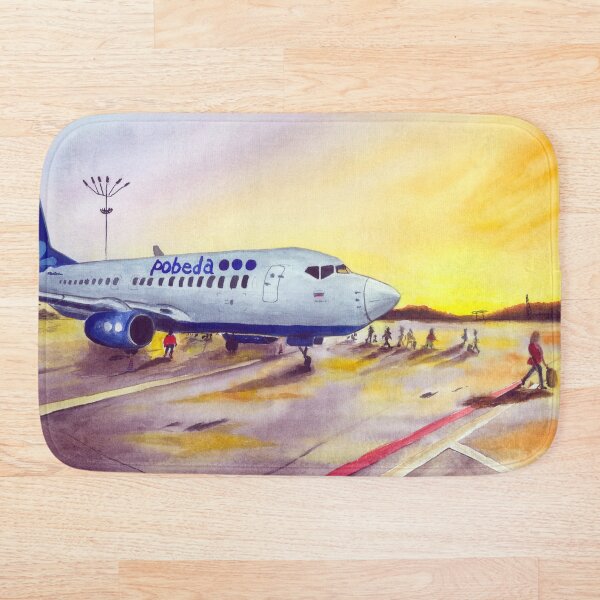 Item preview, watercolor, airplane, airport at sunset designed and sold by PUSTOTA86.