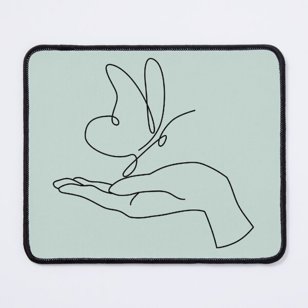 Item preview, Life is Fragile, Be gentle - Minimalistic Line Art Butterfly on Hand Palm designed and sold by LamaraK.