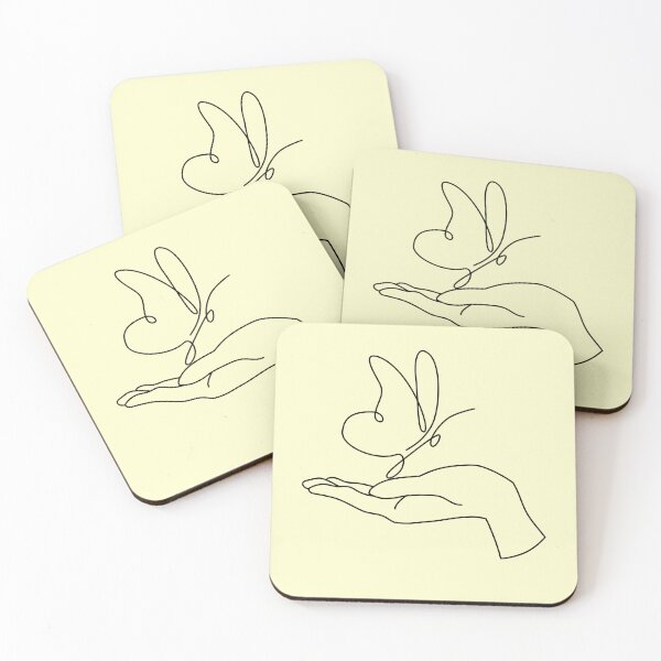 Item preview, Life is Fragile, Be gentle - Minimalistic Line Art Butterfly on Hand Palm designed and sold by LamaraK.