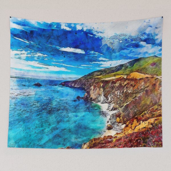 Item preview, Pacific Coast California Watercolor Painting designed and sold by Mimi's Sunday.