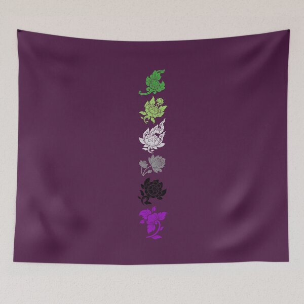 Item preview, Asian Flower Art Aro Ace. Aroace Pride designed and sold by Subtle Pride Shop.