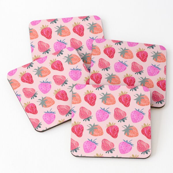 Item preview, Stawberry Pattern - Blush Pink Background designed and sold by HappyCatPrints.
