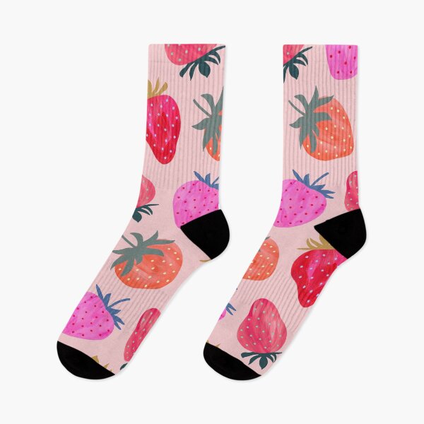 Item preview, Stawberry Pattern - Blush Pink Background designed and sold by HappyCatPrints.