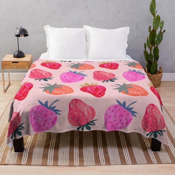 Item preview, Stawberry Pattern - Blush Pink Background designed and sold by HappyCatPrints.