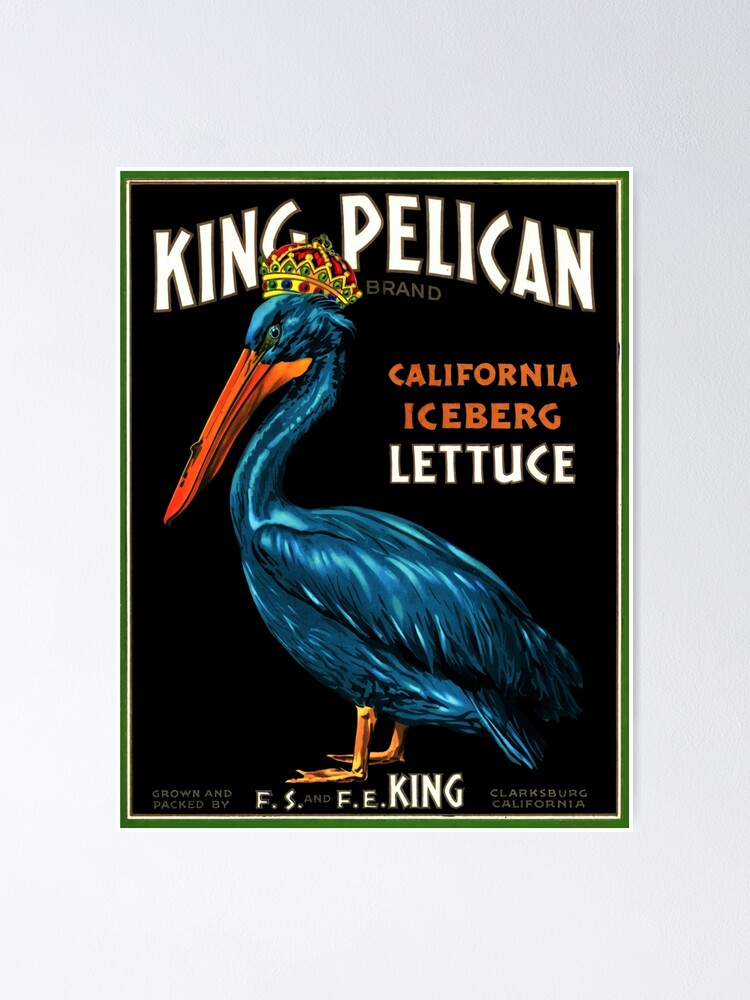 "King Pelican medium blue brand California Iceberg Lettuce vintage