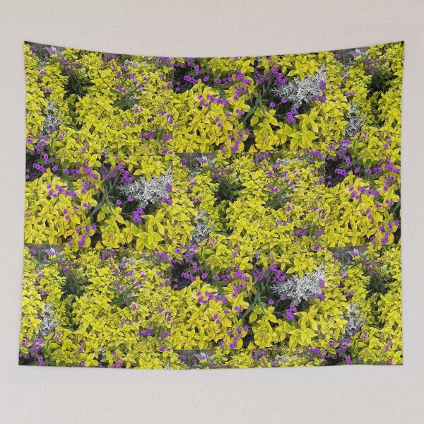 Item preview, Bright colours of yellow and purple flower hedge designed and sold by NesheYx.