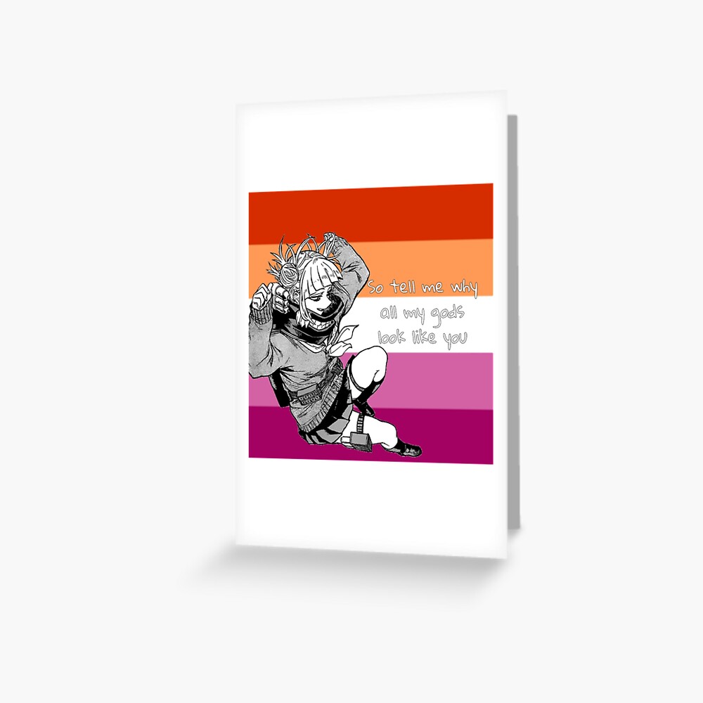 My Hero Academia Toga Himiko Lesbian Pride Flag Greeting Card By Queerwriter Redbubble