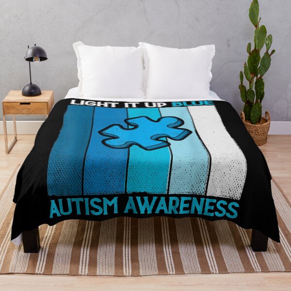 Item preview, Light It Up Blue Autism Awareness Puzzle Vintage Mom Dad Kid T-Shirt designed and sold by raiseuif.