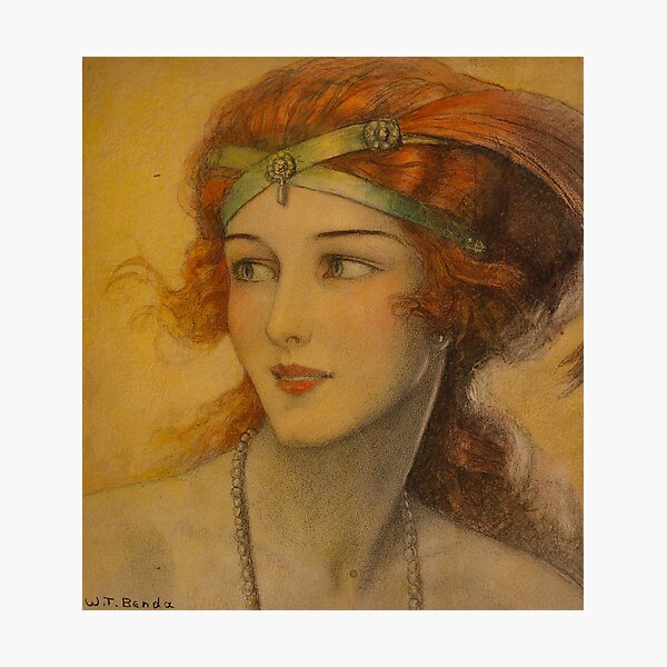 Item preview, Beautiful Woman with Red Hair by Wladyslaw Theodore Benda - Vintage Art designed and sold by RickE.