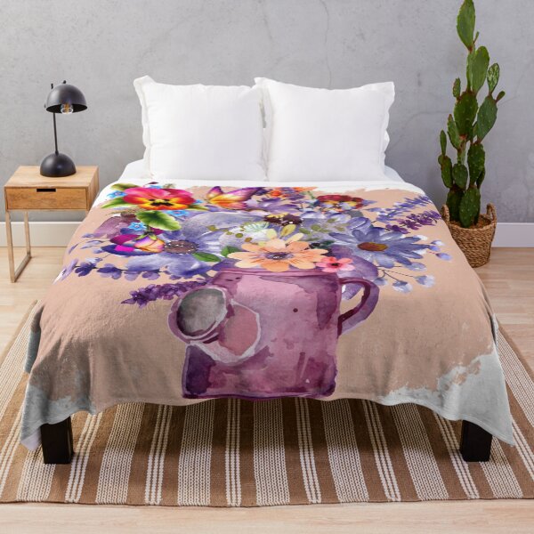 Item preview, Watercolor flowers with old watering can designed and sold by tomorrowsart.