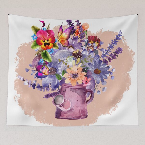 Item preview, Watercolor flowers with old watering can designed and sold by tomorrowsart.