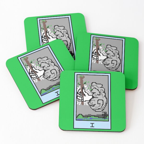 Item preview, Wait, is this pixel art tarot? Green - Minor Arcana 'Ace of Wands' (Design for T-shirt, stickers and other accessories) designed and sold by Pixel Waite.