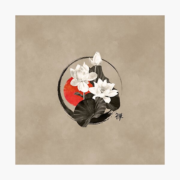 Item preview, White Lotus Enso Zen Circle  designed and sold by k9printart.