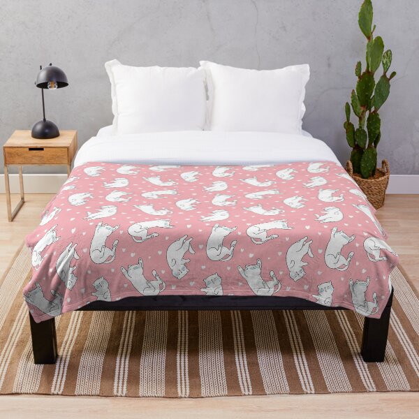 Item preview, Cute White Cats Seamless Pattern with the color Pink and Blue designed and sold by quinellie.