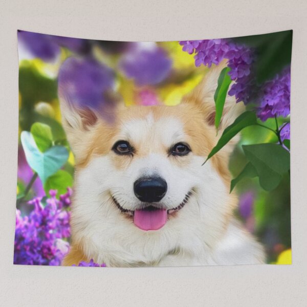 Item preview, Newton the Corgi Dog in Lilacs designed and sold by orionlodubyal.