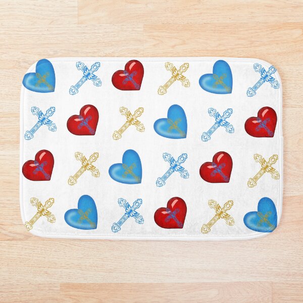 Item preview, BLUE RED CROSSES HEARTS designed and sold by Outside4Walls.