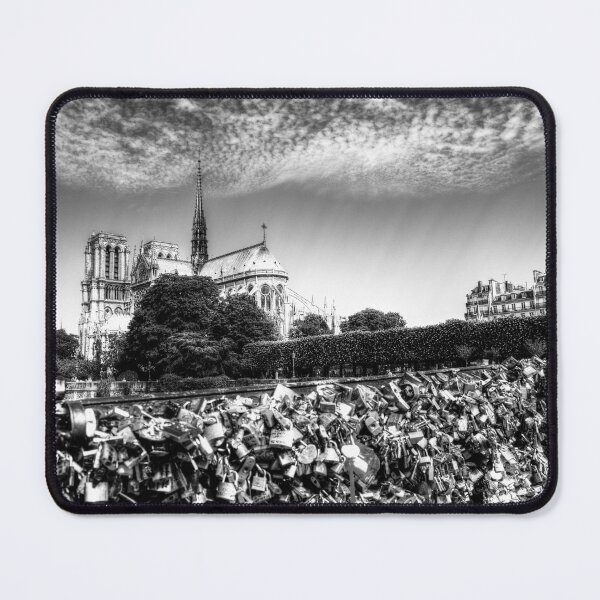 Item preview, Notre Dame de Paris & Love Lock Bridge Black And White designed and sold by Paul Thompson Photography.