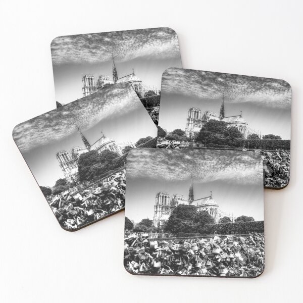 Item preview, Notre Dame de Paris & Love Lock Bridge Black And White designed and sold by Paul Thompson Photography.
