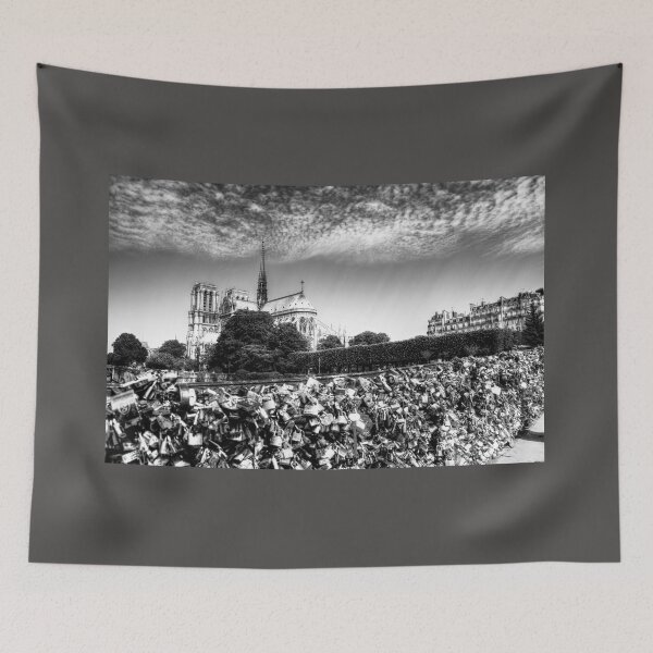 Item preview, Notre Dame de Paris & Love Lock Bridge Black And White designed and sold by Paul Thompson Photography.