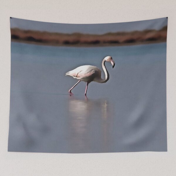 Item preview, Lanky Legs In The Lake Flamingo Art designed and sold by taiche.