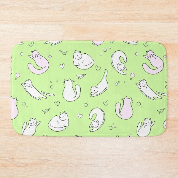 Item preview, Cute Cats Doodle Seamless Pattern with a Green Background designed and sold by quinellie.