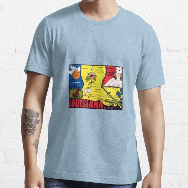 Louisiana Cartoon Map T-Shirt