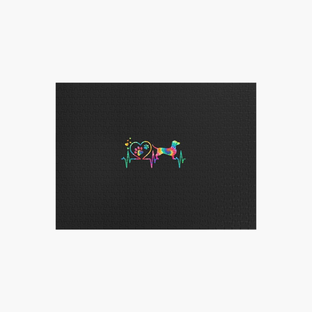 Special Dachshund Doxie Weenie Mom Dad Heartbeat Tie Dye Dog Gift Jigsaw Puzzle by CharlotteDeCock JW-ZAOQI6EK