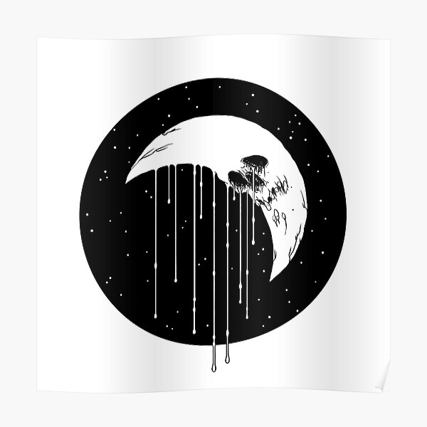 "sad moon" Poster for Sale by darklightillu Redbubble