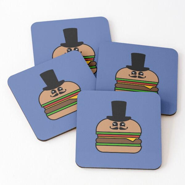 Item preview, Cute Kawaii Steampunk Hamburger With Top Hat and Curly Mustache Design designed and sold by SteamParliament.