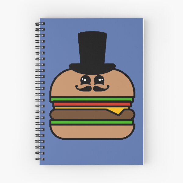 Item preview, Cute Kawaii Steampunk Hamburger With Top Hat and Curly Mustache Design designed and sold by SteamParliament.
