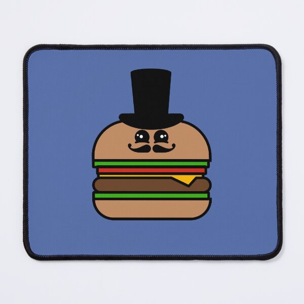 Item preview, Cute Kawaii Steampunk Hamburger With Top Hat and Curly Mustache Design designed and sold by SteamParliament.