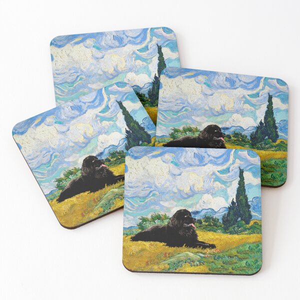 Item preview, Newfie in Wheat Field with Cypresses designed and sold by Christine Mullis.
