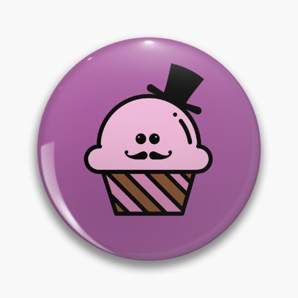 Item preview, Cute Kawaii Steampunk Pink Cupcake With Top Hat and Curly Mustache Design designed and sold by SteamParliament.