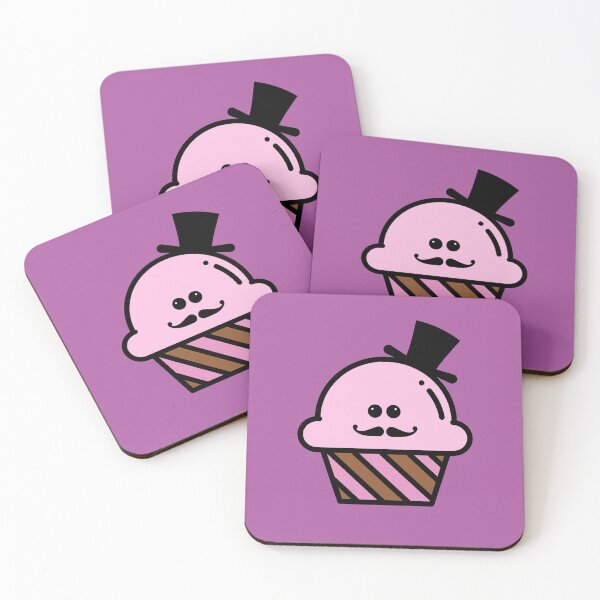 Item preview, Cute Kawaii Steampunk Pink Cupcake With Top Hat and Curly Mustache Design designed and sold by SteamParliament.
