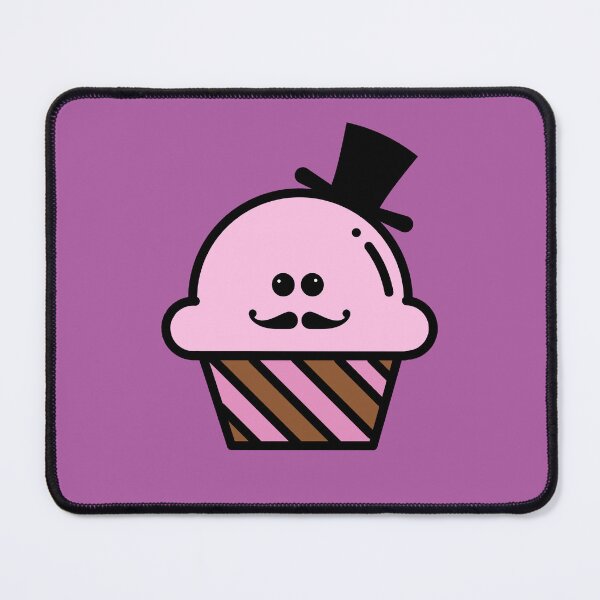Item preview, Cute Kawaii Steampunk Pink Cupcake With Top Hat and Curly Mustache Design designed and sold by SteamParliament.