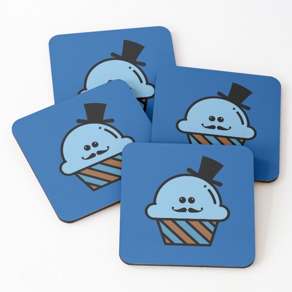 Item preview, Cute Kawaii Steampunk Blue Cupcake With Top Hat and Curly Mustache Design designed and sold by SteamParliament.