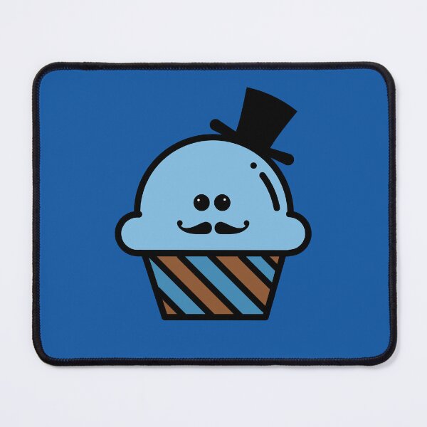 Item preview, Cute Kawaii Steampunk Blue Cupcake With Top Hat and Curly Mustache Design designed and sold by SteamParliament.