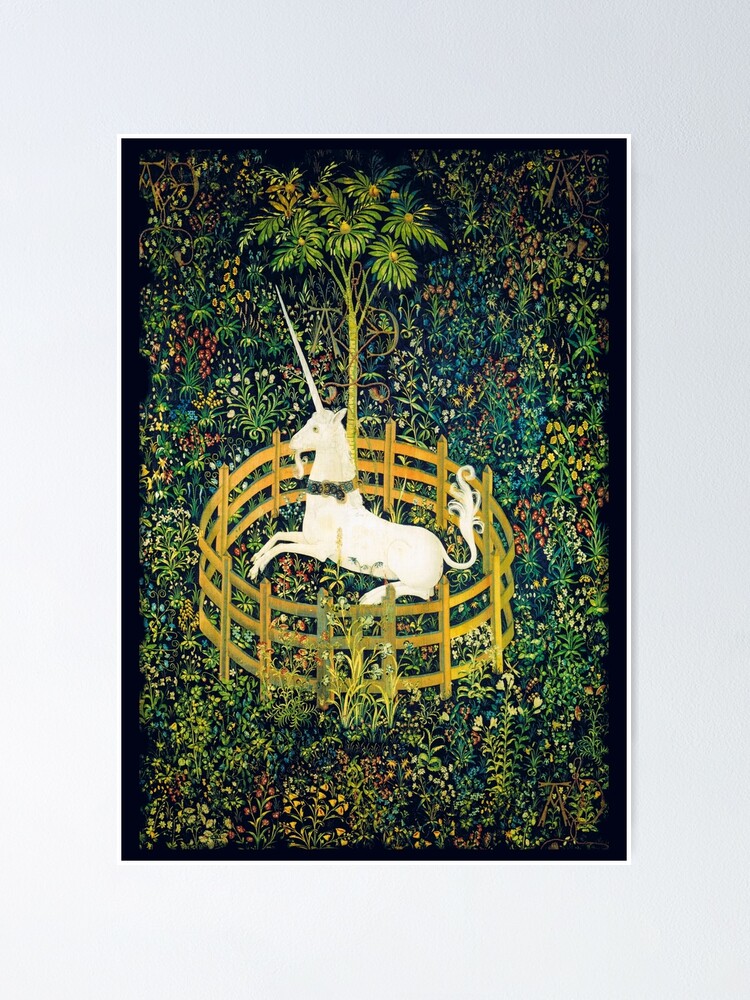 The Unicorn Rests in a Garden from the Unicorn Tapestries Poster