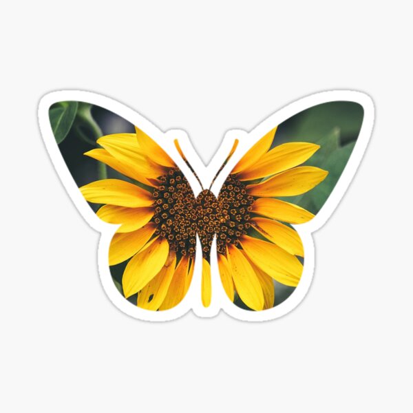 Sunflower Butterfly Decal - S0077 – Peachy Olive Glitters