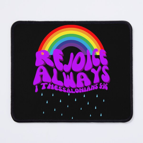 Item preview, Rejoice Always Christian Bible verse 1 Thessalonians 5:16 liquid fluid purple bubble font and rainbow aesthetic designed and sold by Emily Roberts.