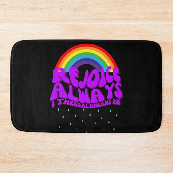 Item preview, Rejoice Always Christian Bible verse 1 Thessalonians 5:16 liquid fluid purple bubble font and rainbow aesthetic  designed and sold by Emily Roberts.