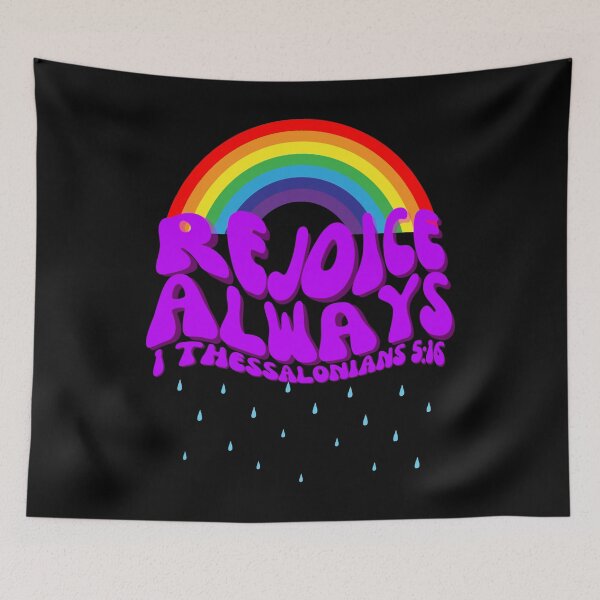 Item preview, Rejoice Always Christian Bible verse 1 Thessalonians 5:16 liquid fluid purple bubble font and rainbow aesthetic  designed and sold by Emily Roberts.
